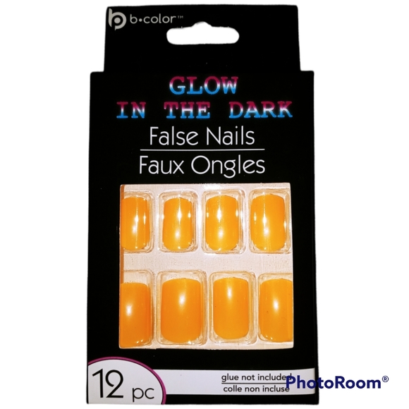 2 Sets, Glow In The Dark Nails. Glue-On. Adult Size. Orange & Green. - Picture 3 of 5